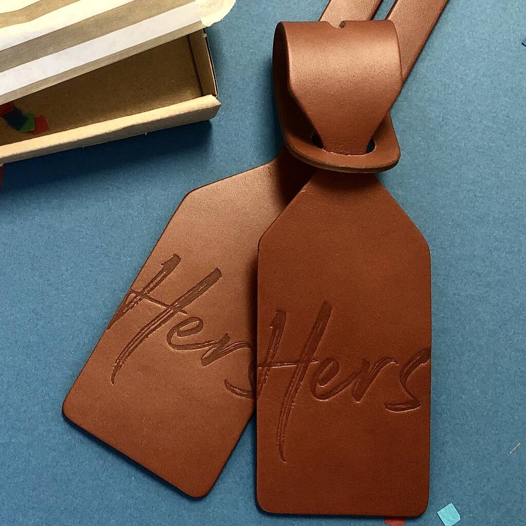 Leather Couple Luggage Tags, 1 of 6
