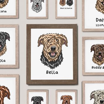 Custom Memorial Airedale Terrier Dog Print With Angel Wings, 6 of 10