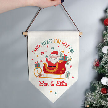 Personalised ‘Santa Please Stop Here’ Christmas Banner, 3 of 4