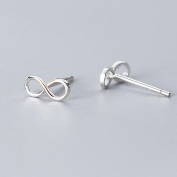 Mother And Daughter Sterling Silver Infinity Symbol Stud Earrings, 2 of 6