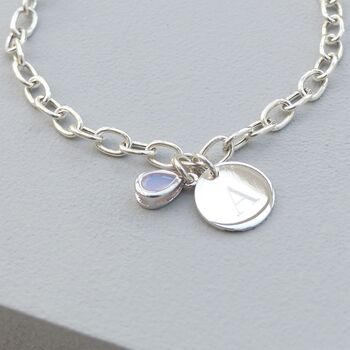 Sterling Silver Personalised Birthstone Charm Bracelet, 5 of 12