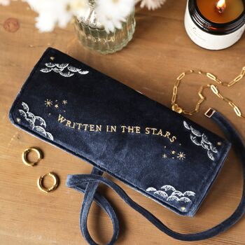 Navy Celestial Velvet Jewellery Roll, 5 of 5