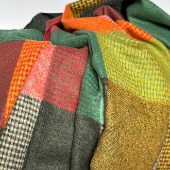 Soft Colour Block Check Scarf In Autumn Colours, 2 of 5