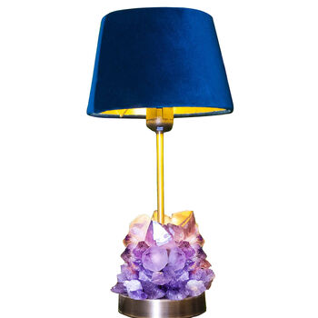Amethyst Crystal Table With Velvet Lamp Shade, 5 of 5