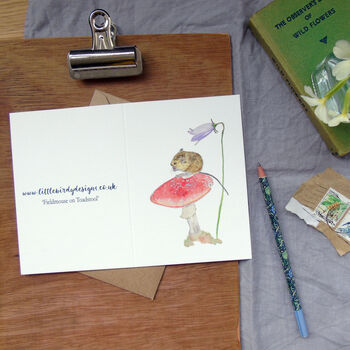 Mouse And Toadstool Greetings Card, 5 of 8