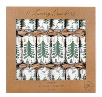 Green Tree Themed Christmas Crackers Pack Of Six, 7 of 7
