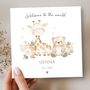Neutral New Baby Card, Giraffe Bear New Baby Card, thumbnail 1 of 3