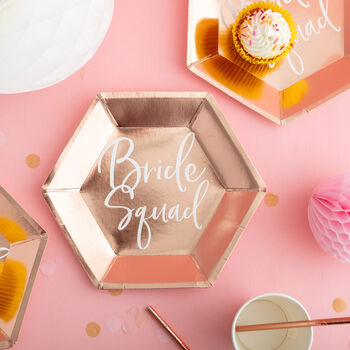 Hen Party Rose Gold Bride Squad Paper Plates, 2 of 5