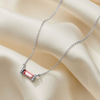 Birthstone Baguette Necklace In Sterling Silver, 12 of 12