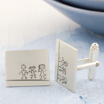 Personalised Cufflinks. Family Portrait Gift For Dad, 4 of 12
