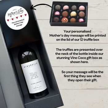 Vino Coco Personalised Mother's Day White Wine And Truffles Gift Set, 8 of 9