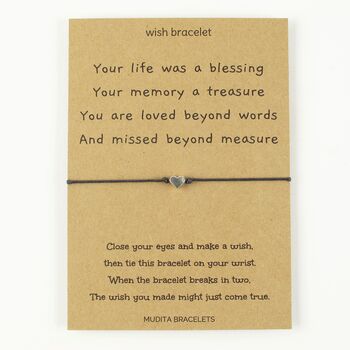 Your Life Was A Blessing Heart Charm Wish Bracelet, 3 of 4