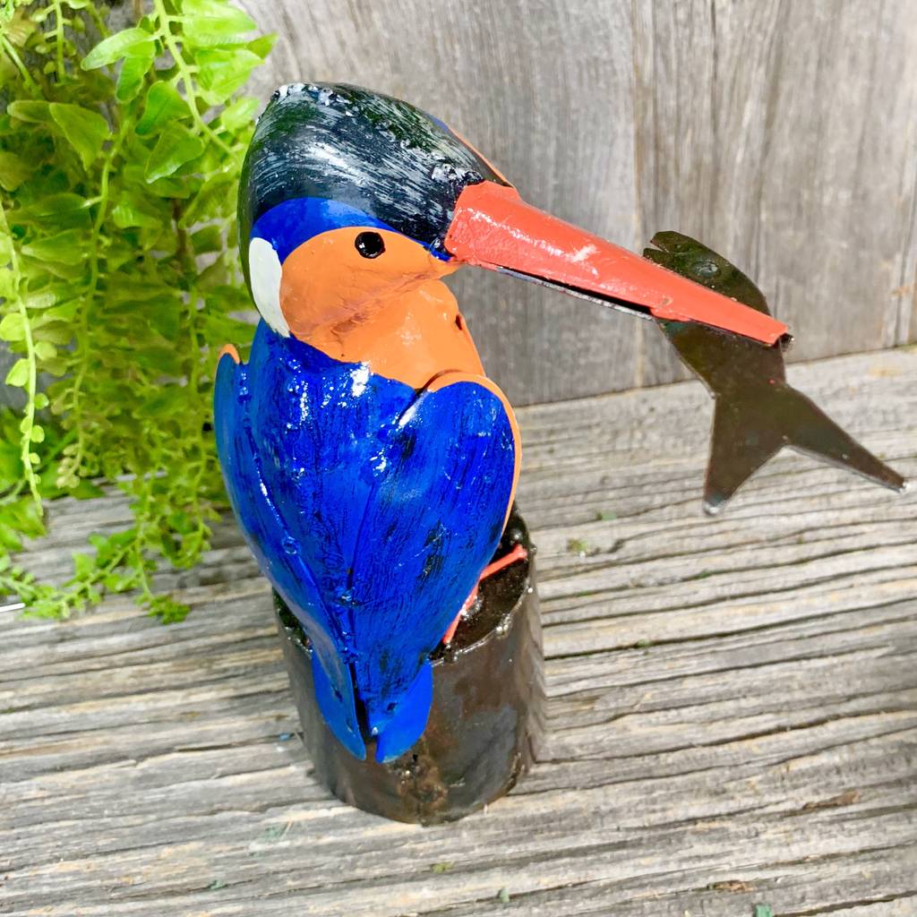 Handpainted Kingfisher Garden Sculpture Art013 By London Garden Trading
