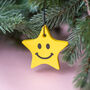 Smiley Star Christmas Tree Decoration, thumbnail 3 of 6