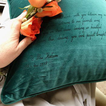 Velvet Favourite Quote Or Song Lyric Cushion, 2 of 12