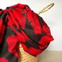 Bold Red Poppy Print Frayed Scarf In Black, thumbnail 2 of 3