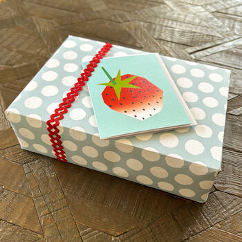 Mini Turquoise Strawberry Greetings Card, 4 of 4