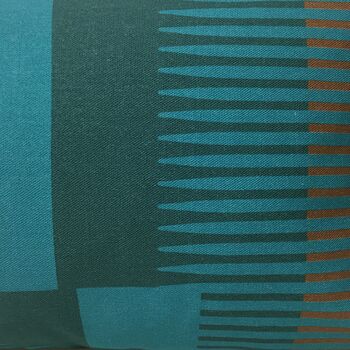 Combed Striped Cushion, Teal, Turquoise + Olive, 3 of 5