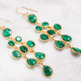 Emerald Gold Plated Chandelier Earrings, thumbnail 3 of 6