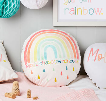 Children's Personalised Watercolour Rainbow Cushion, 4 of 4