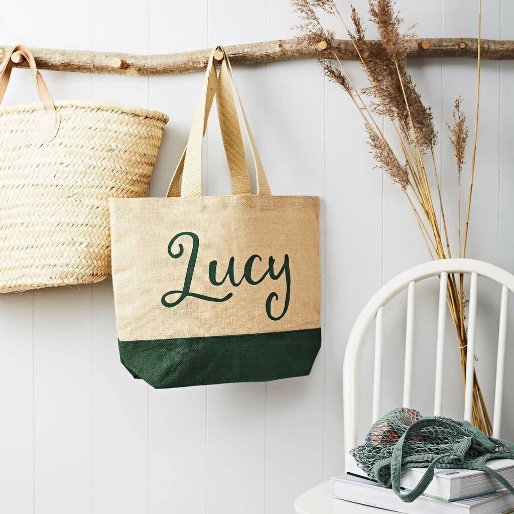 Personalised Name Shopping Bag Green By Tillyanna