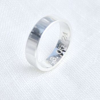 Personalised Unisex Silver Wedding Band Ring, 4 of 7