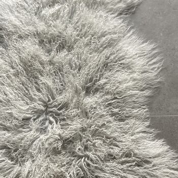 Curly Tibetan Sheepskin Rug Silver, 2 of 2
