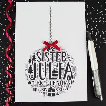 Personalised Sister Christmas Bauble Card, 7 of 7