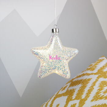 Glitter LED Star Hanging Decoration Light, 9 of 9