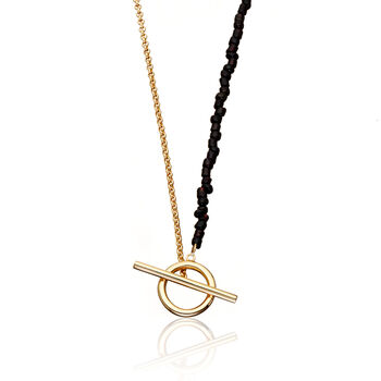 Black Bead And Chain T Bar Necklace, 5 of 8