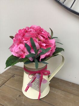 Pink Hydrangea Cream Metal Jug Mothers Day Gift, 5 of 7