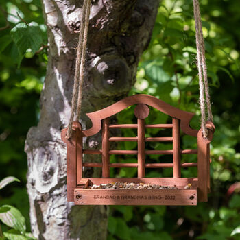 Personalised Wooden Garden Swing Bird Feeder, 5 of 7