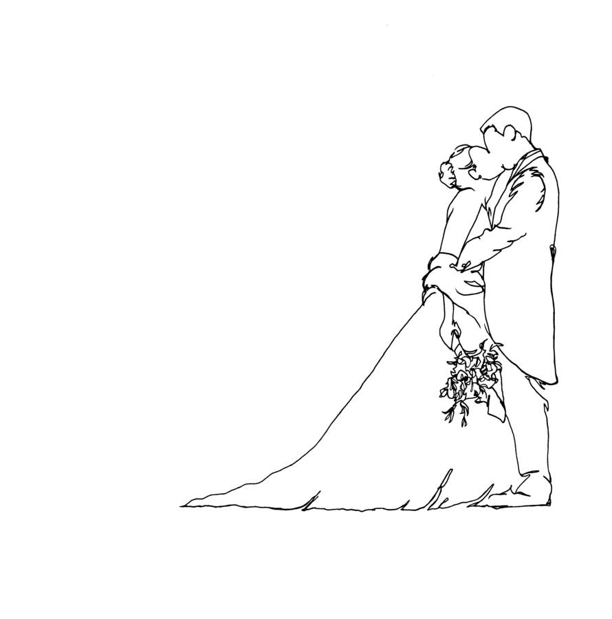 Personalised Wedding Kiss Drawing By Love Lines | notonthehighstreet.com