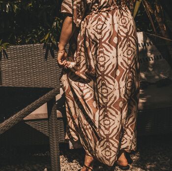 Cream Mix Three Quarter Sleeve Viscose Summer Kaftan, 2 of 4