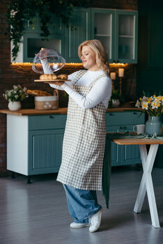 Red Linen Pinafore Apron For Women | Japanese Cross Back Smock, 6 of 12