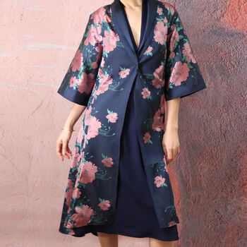 Marianne Wrap Dress In Shaded Botanical Pieced Brocade, 5 of 5