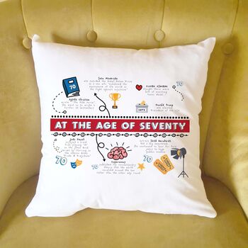 Personalised 70th Birthday Cushion Gift, 10 of 12