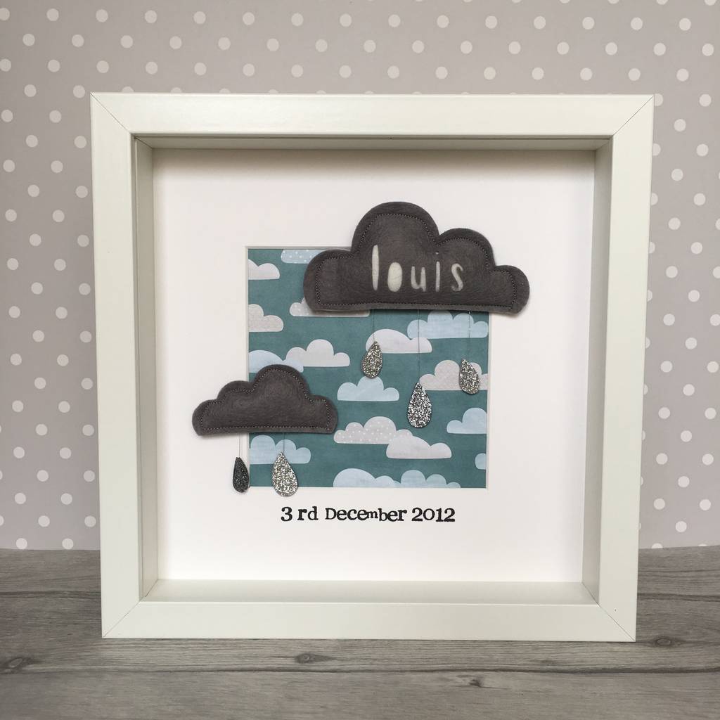 personalised cloud raindrop name frame by alphabet bespoke creations ...