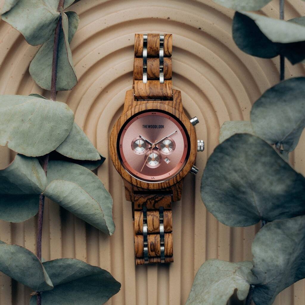 Personalised Pink Wooden Watch For Women – Personalised Natural Wood Timepiece, 1 of 8