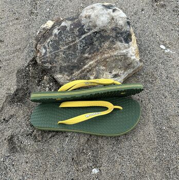 Earthy Green Natural Rubber Flip Flops, 2 of 12