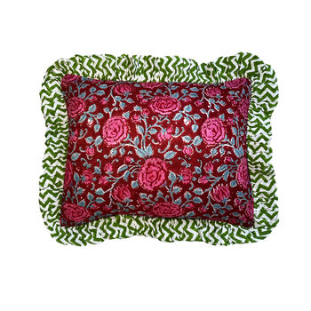 Red Floral Frill Ruffle Cushion Cover, 2 of 3