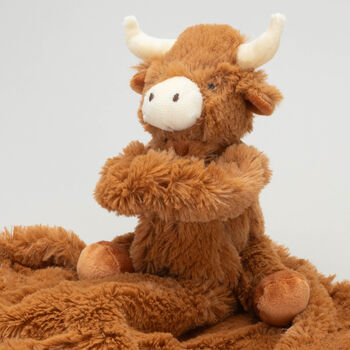 Longhorn Highland Cow Toy Soother With Engraved Heart, 9 of 9