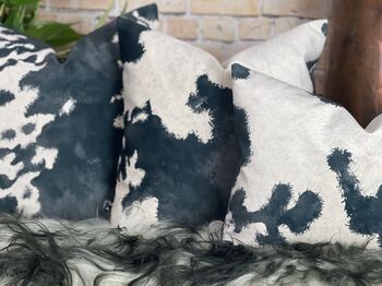 Cowhide Pattern Velvet Cushions Friesian, 10 of 12