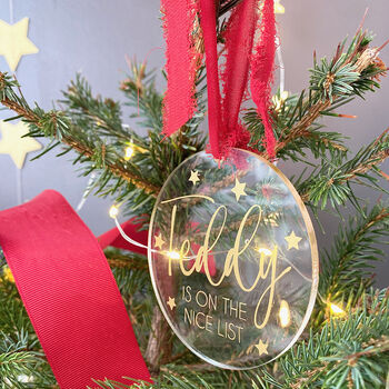 Personalised Nice List Christmas Tree Decoration, 4 of 9