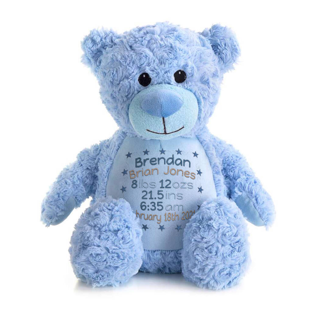 Personalised New Baby Embroidered Bear