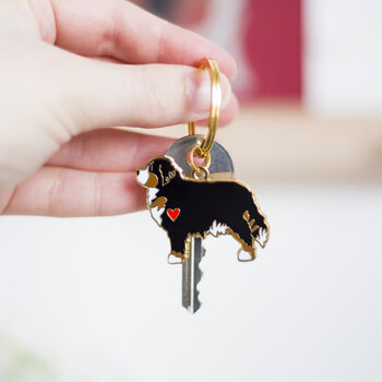 Bernese Mountain Dog Enamel Keyring, 2 of 5