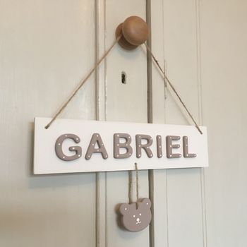Personalised Name Sign Plaque With Teddy Bear, 3 of 5