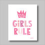 Girls Rule Scandi Nursery Pink Print, thumbnail 2 of 3