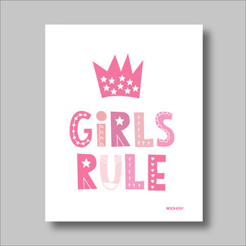 Girls Rule Scandi Nursery Pink Print, 2 of 3