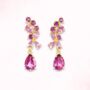 Pink Gemstone Drop Earrings In Sterling Silver And Gold, thumbnail 1 of 8